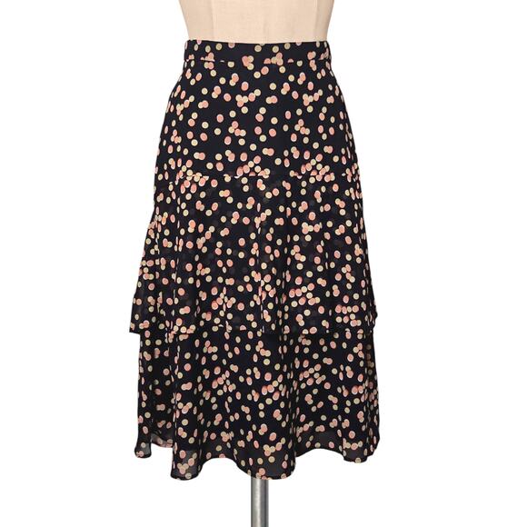 Ann Taylor Dresses & Skirts - ANN TAYLOR Factory Black With Multi Colored Dot Tiered Skirt 2